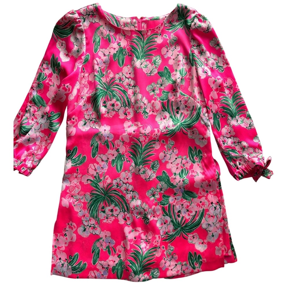 Lilly Pulitzer Pink Floral Romper Skort Bow Sleeve Size 4 Resort Spring - Picture 5 of 9